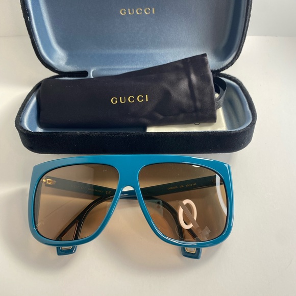 New Gucci Women GG0468S-30006410005 Fashion 57mm Light Blue Sunglasses - Picture 9 of 12